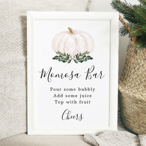 Fall Greenery White Pumpkin Momosa Bar Sign