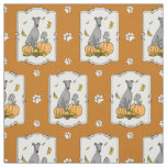 Fall Greyhound (gray) Dog Pumpkins Leaves Funny Fabric