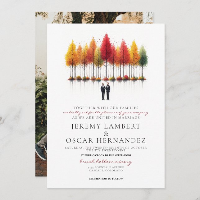 Fall Grooms Wedding Invitation (Front/Back)