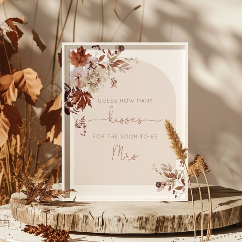 Fall guess how many kisses bridal shower poster