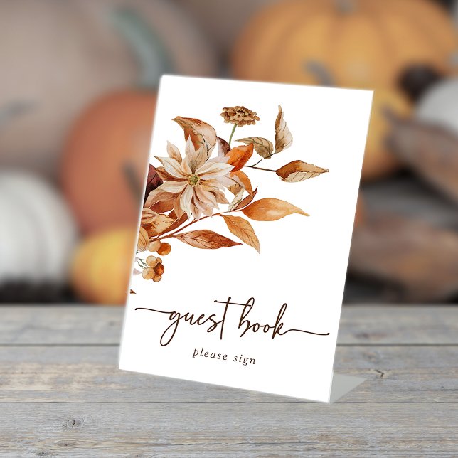 Fall Guest Book Sign (White Fall Colors Guest Book Sign by Painted Paperie)
