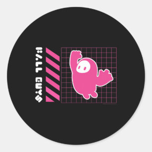 Fall Guys Neon Grid Jumping Bean Gamer Vibes Classic Round Sticker