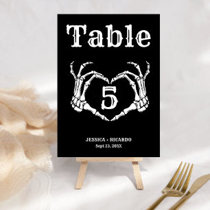 Fall Halloween Gothic Skull Heart Hand wedding Table Number