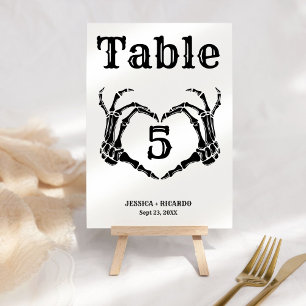 Fall Halloween Gothic Skull Heart Hand wedding Table Number