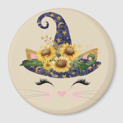 Fall Halloween Kitty Cat Face Magnet