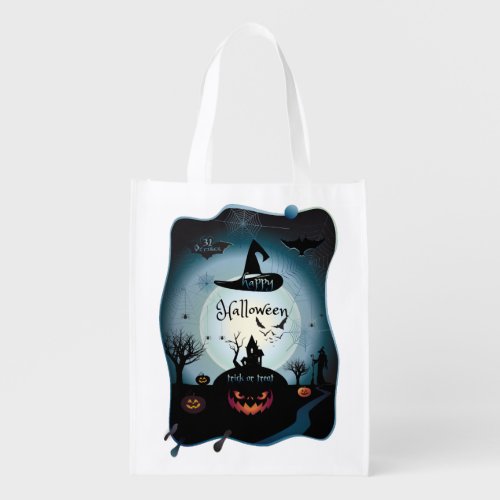 Fall Halloween Party  trick or treat funny art Grocery Bag