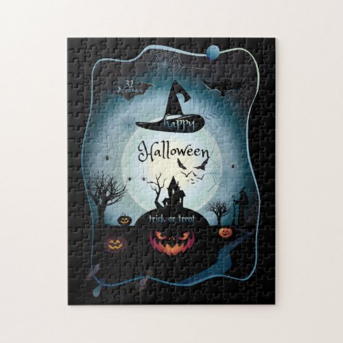 Fall Halloween Party  trick or treat funny art Jigsaw Puzzle