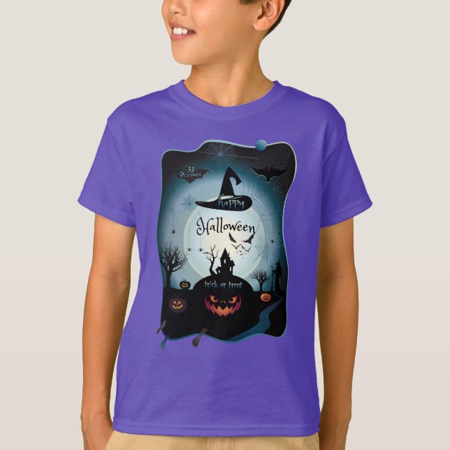 Fall Halloween Party " trick or treat" funny art P T-Shirt (Front)