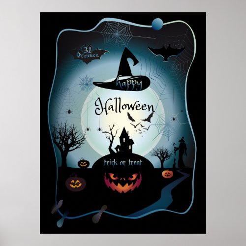 Fall Halloween Party  trick or treat funny art Poster