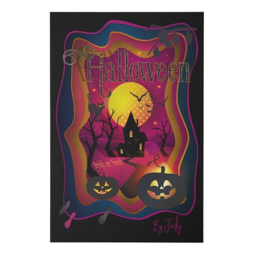 Fall Halloween Party  trick or treat funny Faux Canvas Print