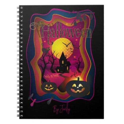 Fall Halloween Party  trick or treat funny Notebook