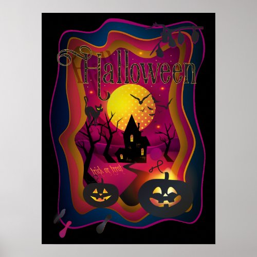 Fall Halloween Party  trick or treat funny Poster