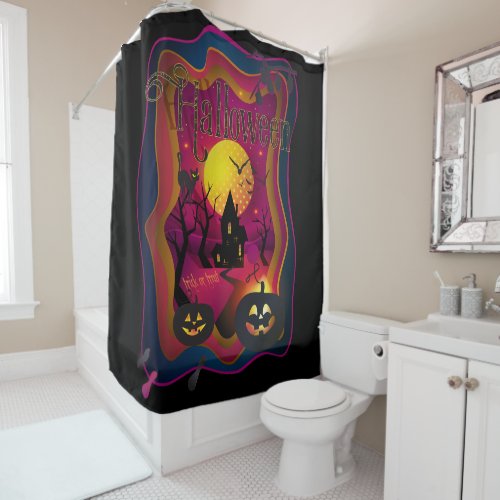 Fall Halloween Party  trick or treat funny  Shower Curtain