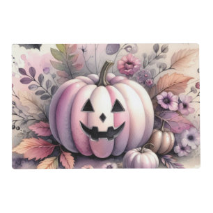 Fall Halloween pumpkins watercolor painting Placemat