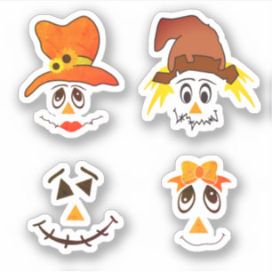 Fall Halloween Scarecrow Faces Thanksgiving Sticker