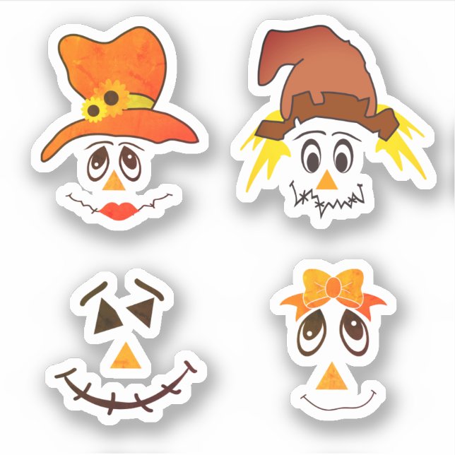 Fall Halloween Scarecrow Faces | Thanksgiving Sticker (Front)