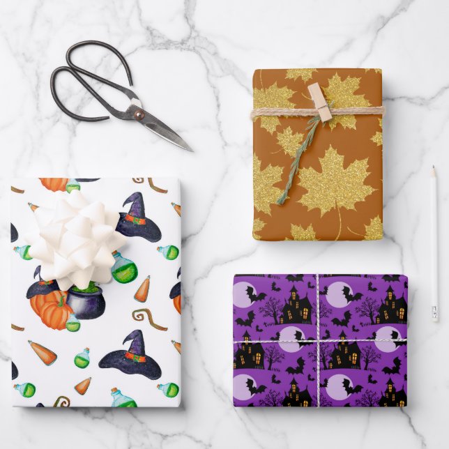 Fall Halloween  Wrapping Paper Sheets (Front)