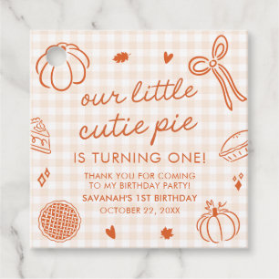 Fall Hand Drawn A Little Cutie Pie 1st Birthday Favor Tags