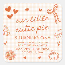 Fall Hand Drawn A Little Cutie Pie 1st Birthday