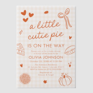 Fall Hand Drawn A Little Cutie Pie Baby Shower Vellum Invitations