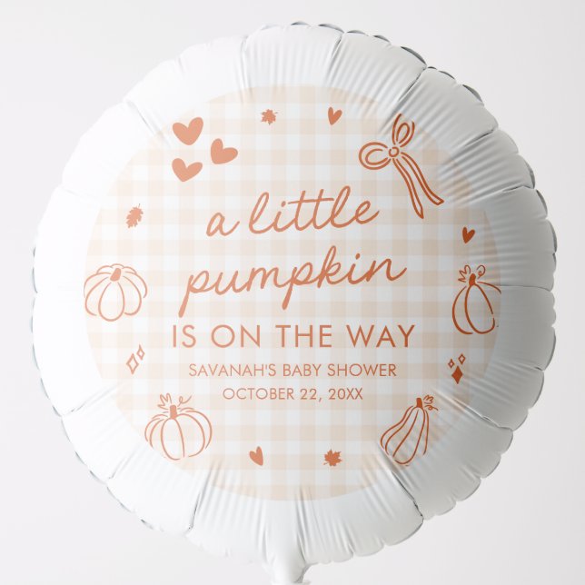 Fall Hand Drawn A Little Pumpkin Baby Shower Balloon (Front)