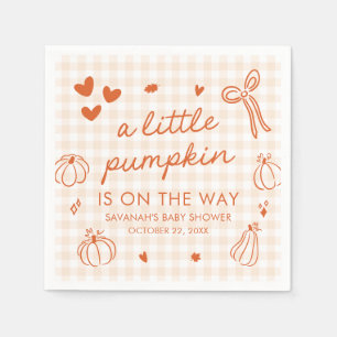 Fall Hand Drawn A Little Pumpkin Baby Shower Napkins