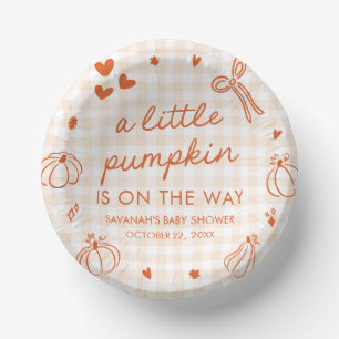 Fall Hand Drawn A Little Pumpkin Baby Shower Paper Bowls