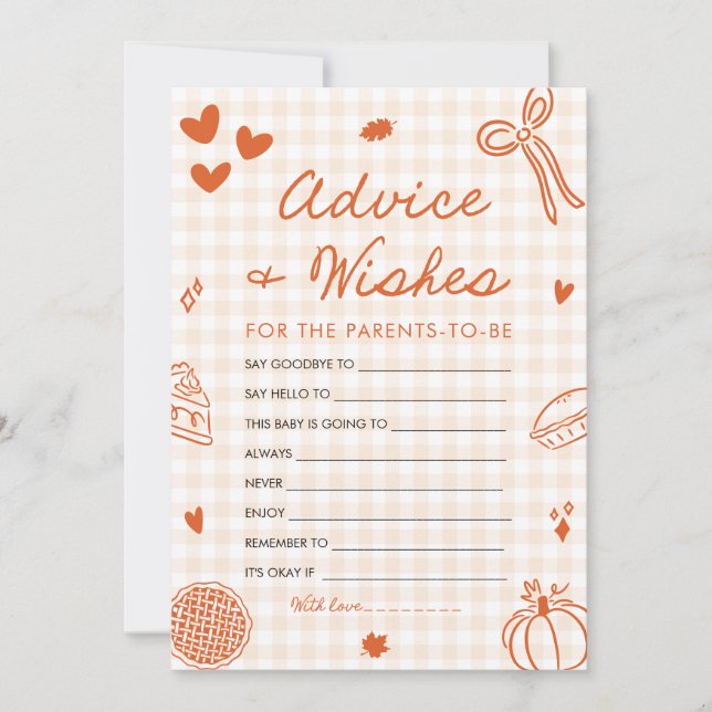 Fall Hand Drawn Baby Shower Advice and Wishes Game Invitation (Front)