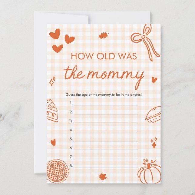 Fall Hand Drawn How Old Was The Mommy Game  Invitation (Front)