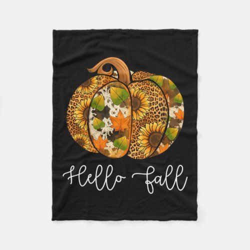 Fall Happy Fall Yall Autumn Pumpkin Leopard Women Fleece Blanket