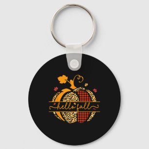 Fall Happy Fall Y'all Autumn Pumpkin Leopard Women Keychain