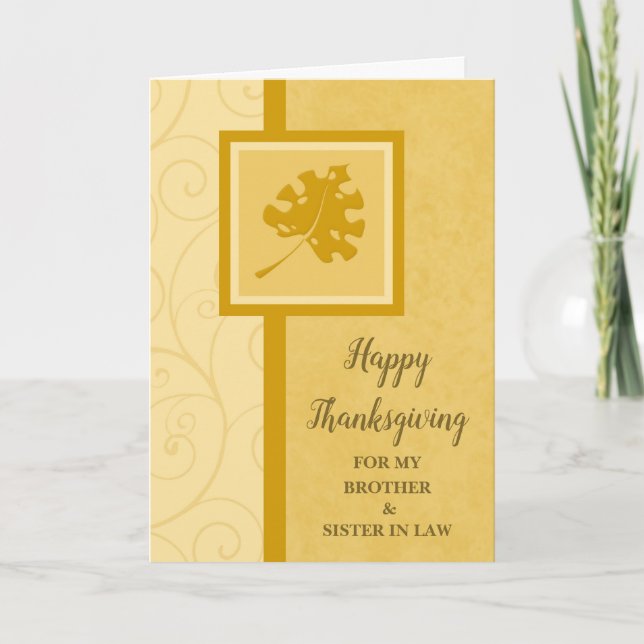 Fall Happy Thanksgiving Brother Sister in Law Holiday Card (Front)
