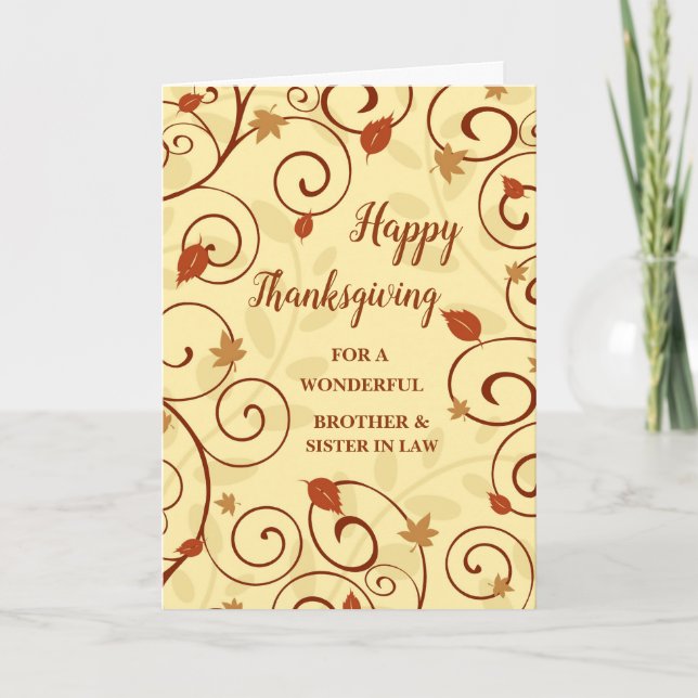 Fall Happy Thanksgiving Brother Sister in Law Holiday Card (Front)