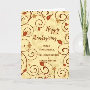 Fall Happy Thanksgiving Granddaughter & Husband Holiday Card