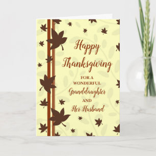 Fall Happy Thanksgiving Granddaughter & Husband Holiday Card