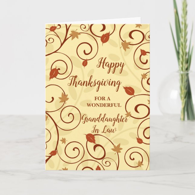 Fall Happy Thanksgiving Granddaughter In Law Holiday Card (Front)