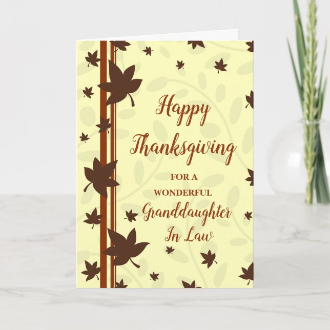 Fall Happy Thanksgiving Great Granddaughter In Law Holiday Card (Front)