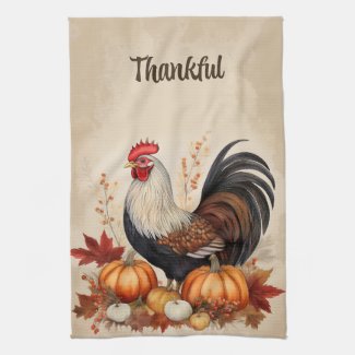 Fall Harverst Rooster Kitchen Towel