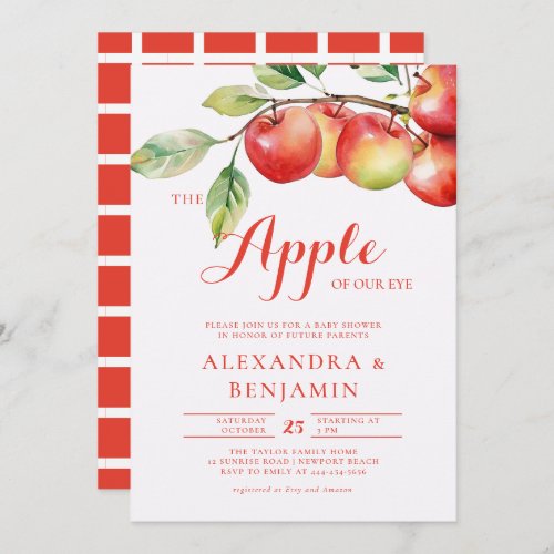 Fall Harvest Apple Branch Coed Couple Baby Shower Invitation