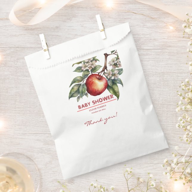 Fall Harvest Apple Branch Floral Baby Shower Favor Bag (Clipped)