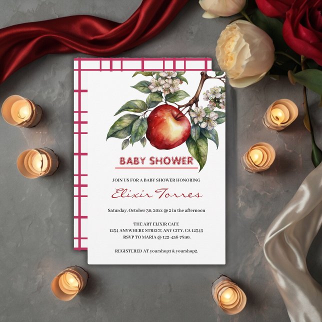 Fall Harvest Apple Branch Floral Baby Shower  Invitation (Creator Uploaded)