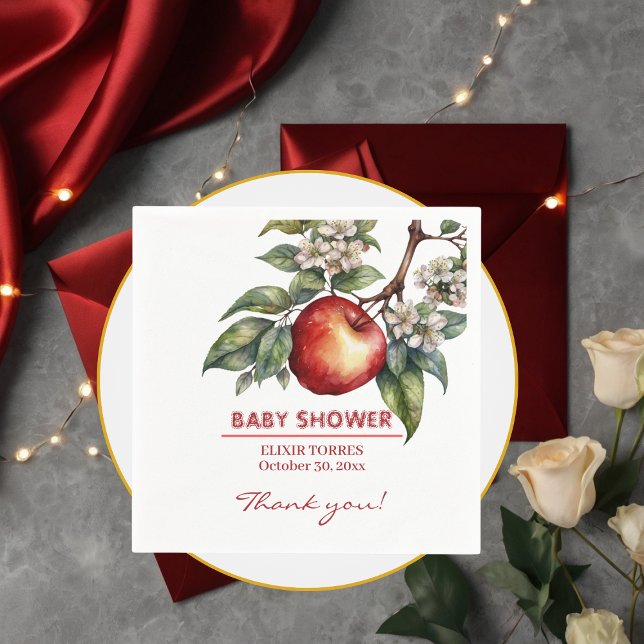Fall Harvest Apple Branch Floral Baby Shower Napkins (Creator Uploaded)