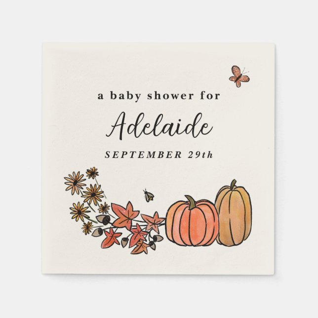 Fall Harvest Autumn Gender Neutral Baby Shower Napkins (Front)