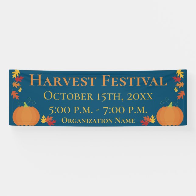 Fall Harvest Autumn Leaves Pumpkin Festival Event Banner (Horizontal)