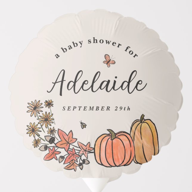 Fall Harvest Autumn Pumpkin Baby Shower Balloon (Front)