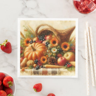 Fall Harvest Basket Paper Dinner Napkins