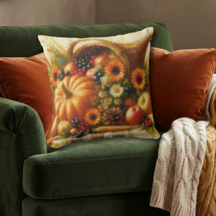 Fall Harvest Basket Throw Pillow