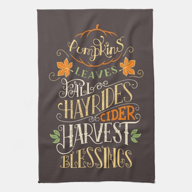 Fall & Harvest Blessings Kitchen Towel (Vertical)