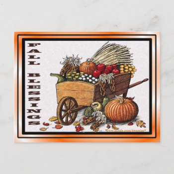 Fall Harvest Blessings Postcard by 4westies at Zazzle