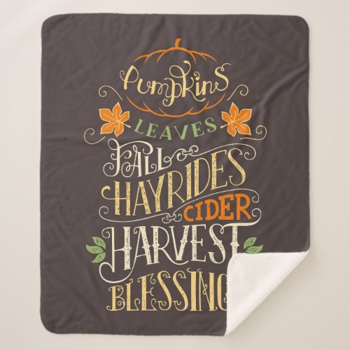 Fall  Harvest Blessings Sherpa Blanket